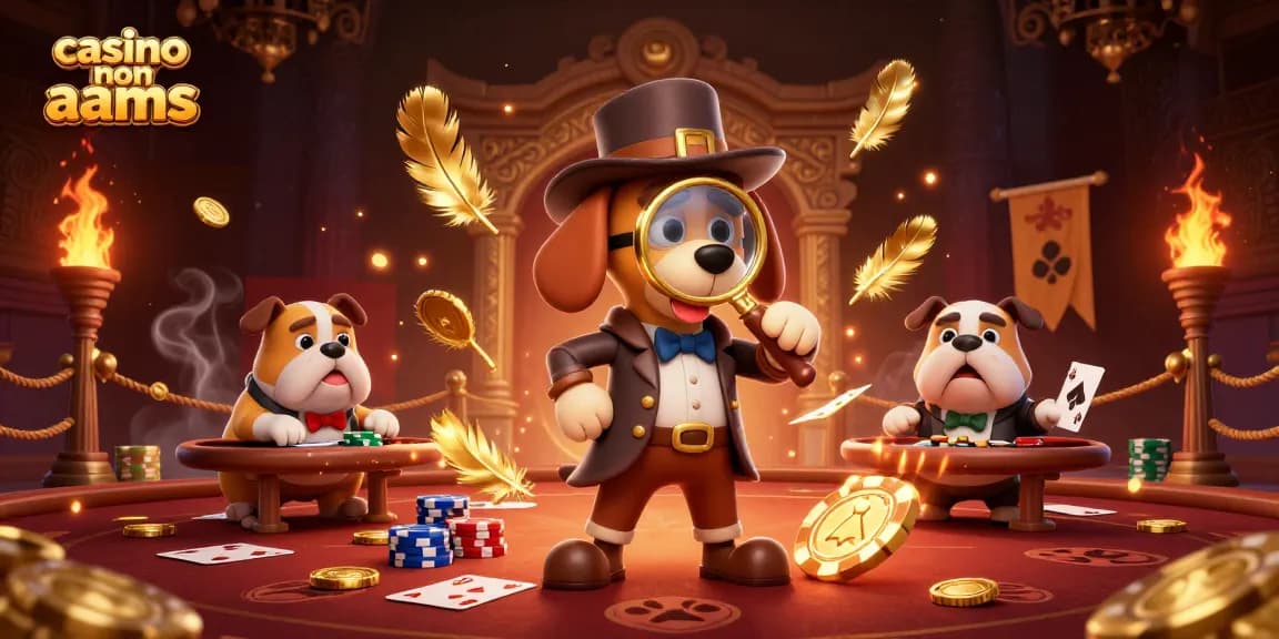 Giocatori nel casino non AAMS esplorano indizi d'oro e chips in un'avventura coinvolgente.