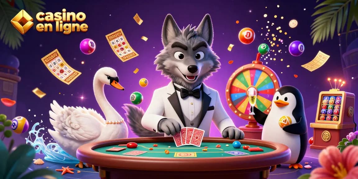 Profitez du jeu amusant au casino en ligne avec un élégant loup et une gracieuse cygne.