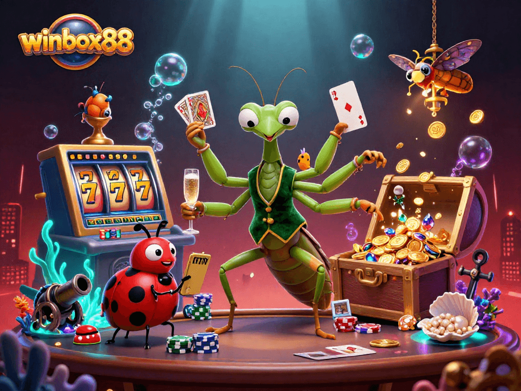 Experience winbox88 with vibrant slots and casino excitement in a lively underwater scene.