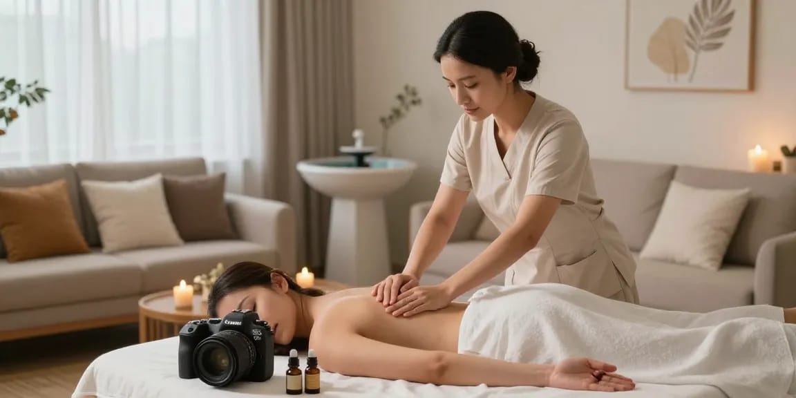 Relaxing 강동구출장안마 scene featuring a skilled therapist providing a soothing home massage therapy in a tranquil setting.