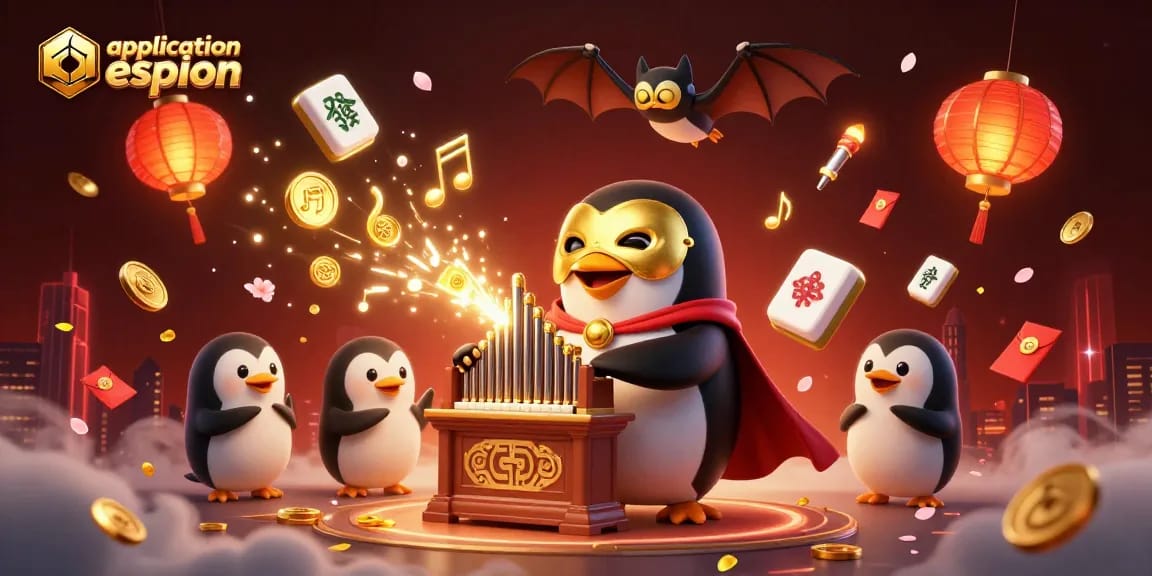 L'application espion surveille des jeux avec des pièces d'or s'échappant d'un orgue, des lumières chaleureuses et des éléments de casino
