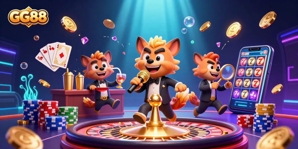 Experience thrilling gameplay at GG88 with vibrant casino characters and stunning visuals.