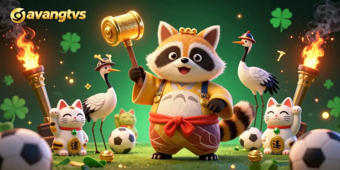 Experience thrilling bets with gavangtvs as cheerful tanuki and samurai crane celebrate in colorful digital environment.