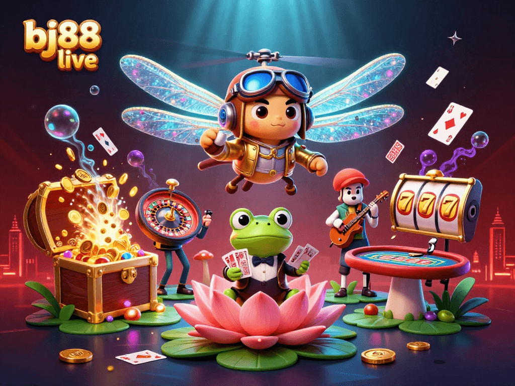 Experience the exciting world of bj88 live casino with vibrant gaming characters and dynamic elements!