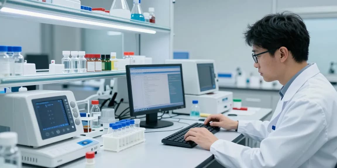 Multi-vial peptide kits displayed in a professional laboratory setup emphasizing quality and precision.