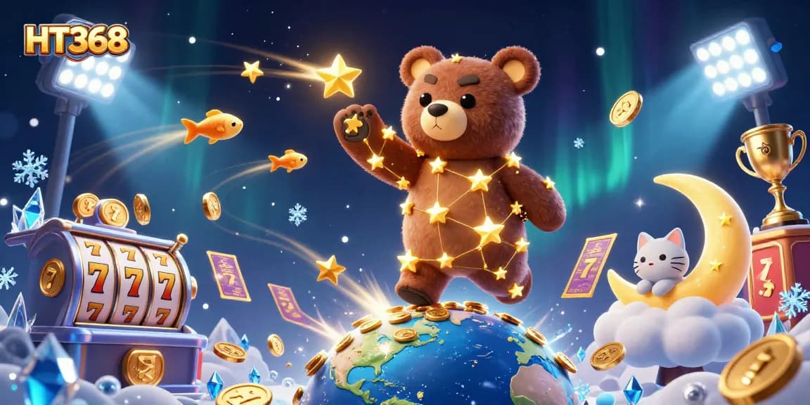 HT368 casino offers thrilling victories with golden coins and enchanting gaming scenes.