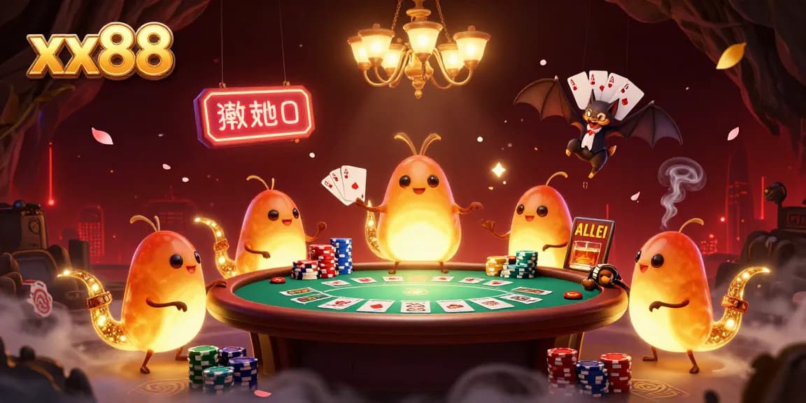 Experience lively gameplay at xx88 with glowing cartoon characters filling a vibrant cave casino.