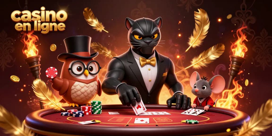 Le casino en ligne propose une ambiance immersive avec un panthère en costume distribuant des cartes, créant une expérience de jeu excitante.