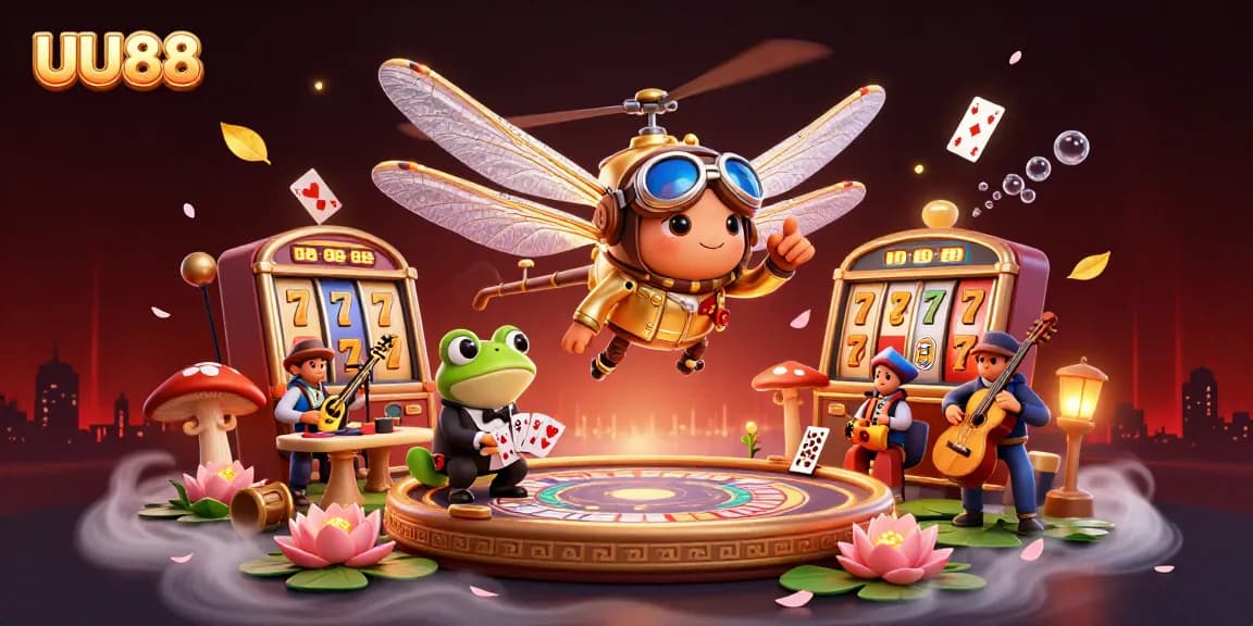 Experience thrilling gameplay at UU88, featuring a vibrant casino scene with unique characters.