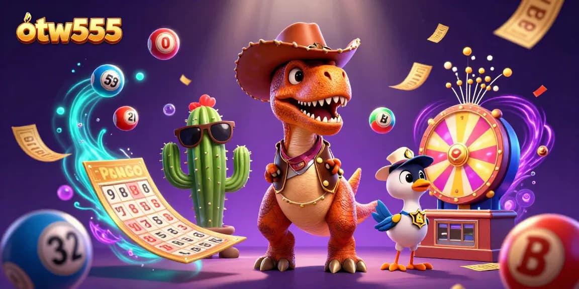 Experience the excitement of otw555 with lively lottery elements and vibrant characters!