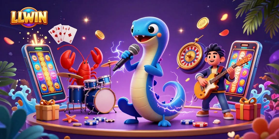 LLWIN offers thrilling gaming experiences as an electric eel DJ plays in a vibrant underwater casino.