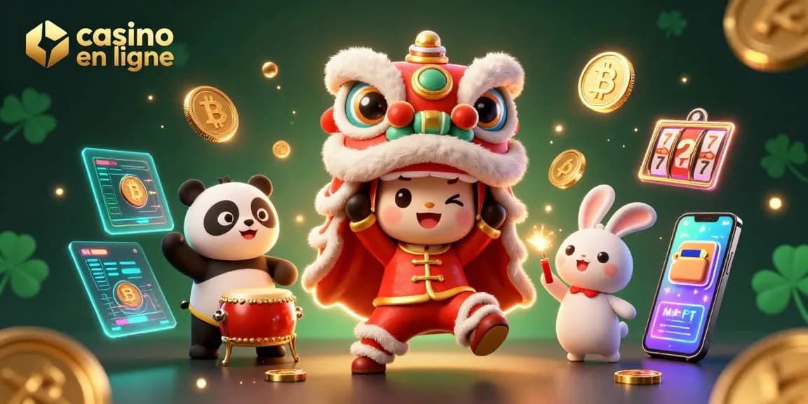 Profitez des jeux au casino en ligne avec des personnages festifs dans un décor coloré.