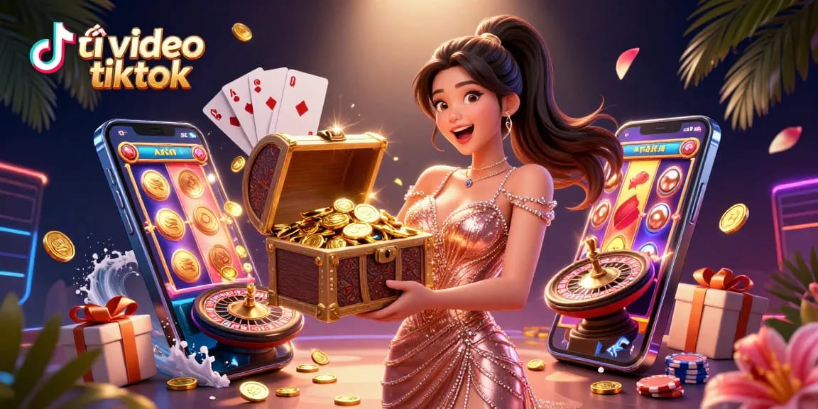 Download TikTok videos without watermark at high speed, featuring a vibrant casino theme.