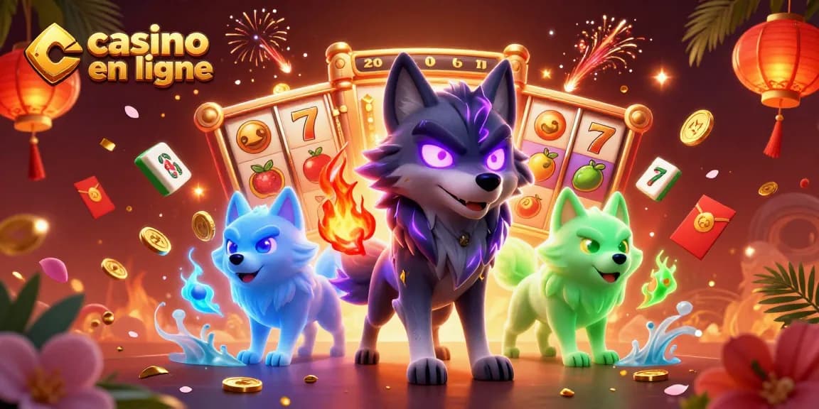 Découvrez les jeux passionnants de casino en ligne avec un loup spectral et des éléments de jeu colorés.