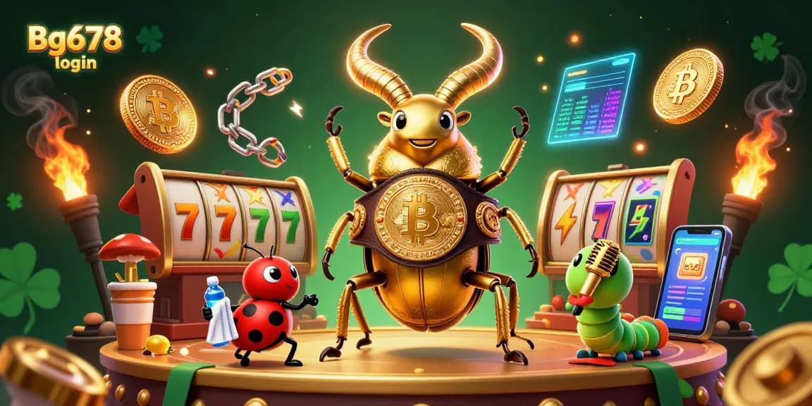 Engage with Bg678 login through this vibrant 3D cartoon illustration showcasing slot gaming excitement.