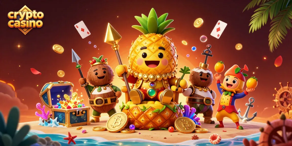 Jouez au crypto casino avec des personnages de jeux colorés et des éléments de blockchain dynamiques.