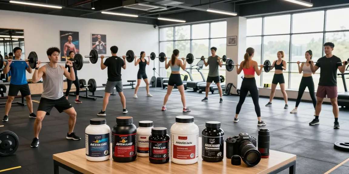 Astera Shop products showcased in a vibrant gym setting with fitness enthusiasts.
