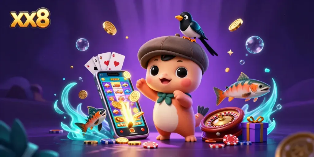 Spin the reels with xx8 in a playful underwater casino adventure featuring Nessie and friends.