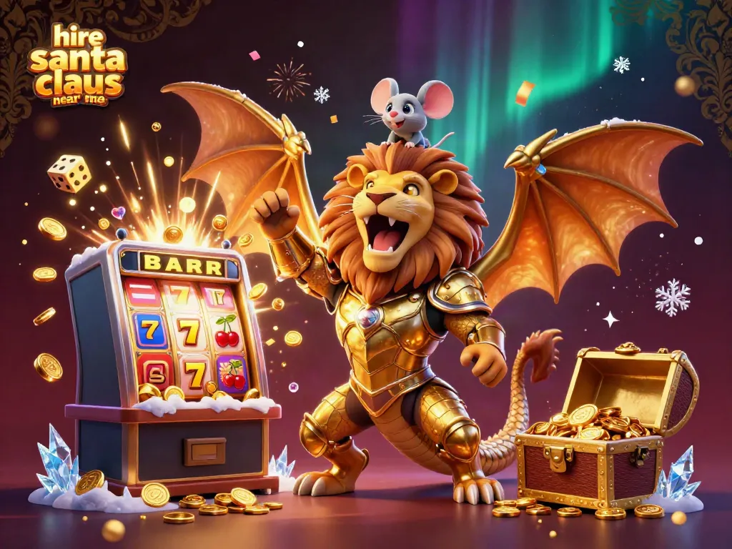 Engage in festive fun by hiring Santa Claus near me with a dynamic casino theme and exciting visuals.