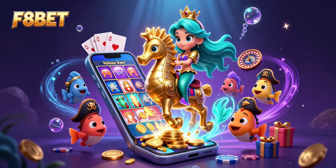 Engage with F8BET's vibrant mermaid princess scene packed with casino elements and action!