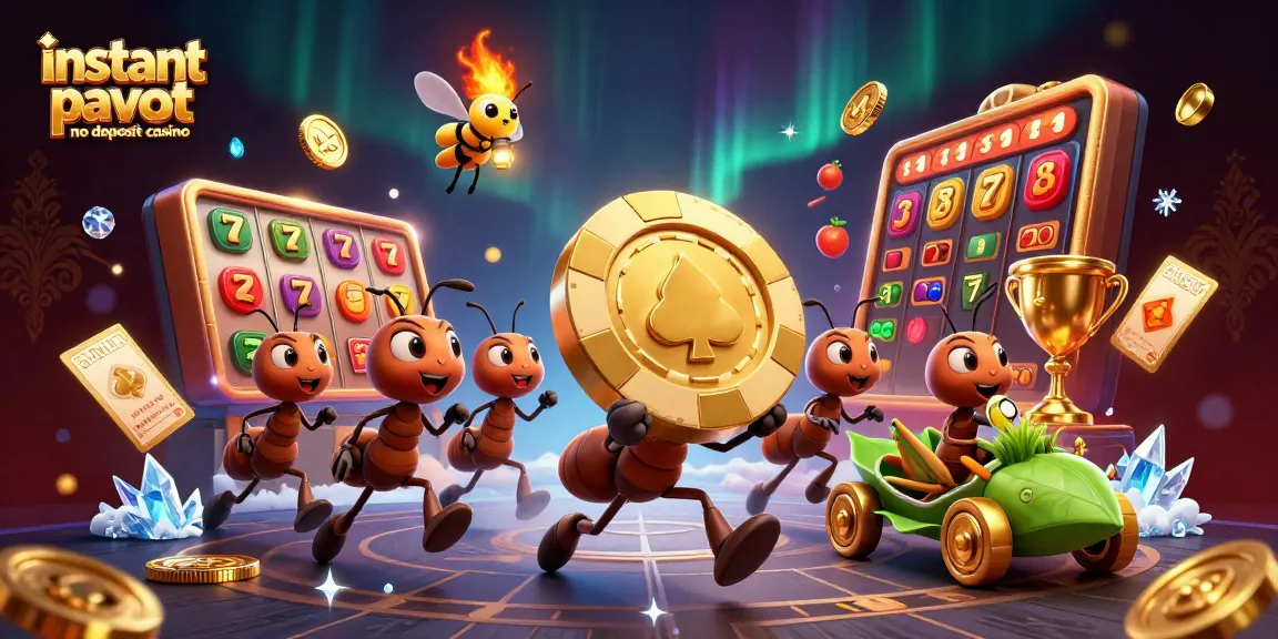 Play at an instant payout no deposit casino with 3D ants heisting gold poker chips