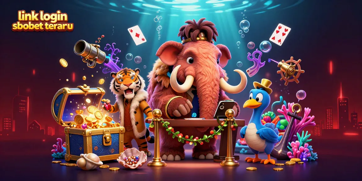 Experience the excitement of link login sbobet terbaru with an animated scene featuring a casino bouncer, VIP guest, and doorman.