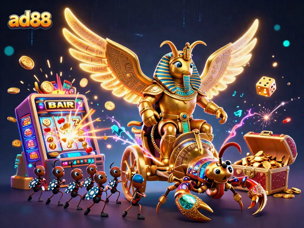Experience exciting gameplay at ad88 with dazzling slot machines bursting with jackpots and vibrant casino elements.