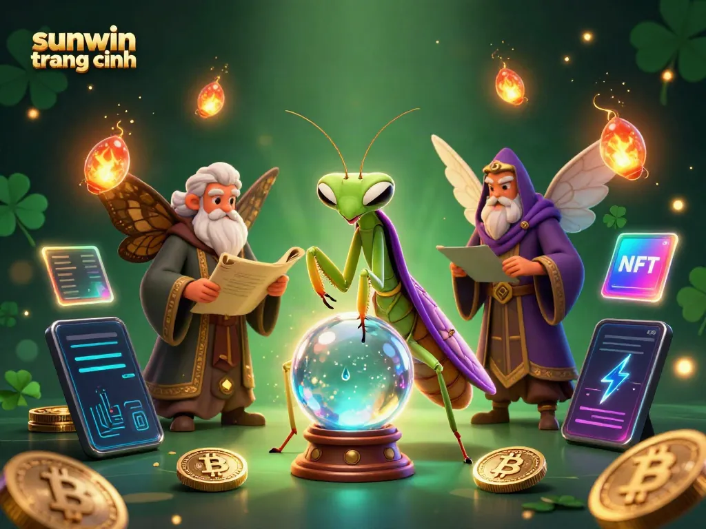 Engage with sunwin trang chính through this vibrant illustration of a mystical gambling scene.