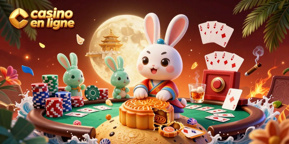 Jouer au casino en ligne avec des pièces de poker dans une scène colorée et animée.