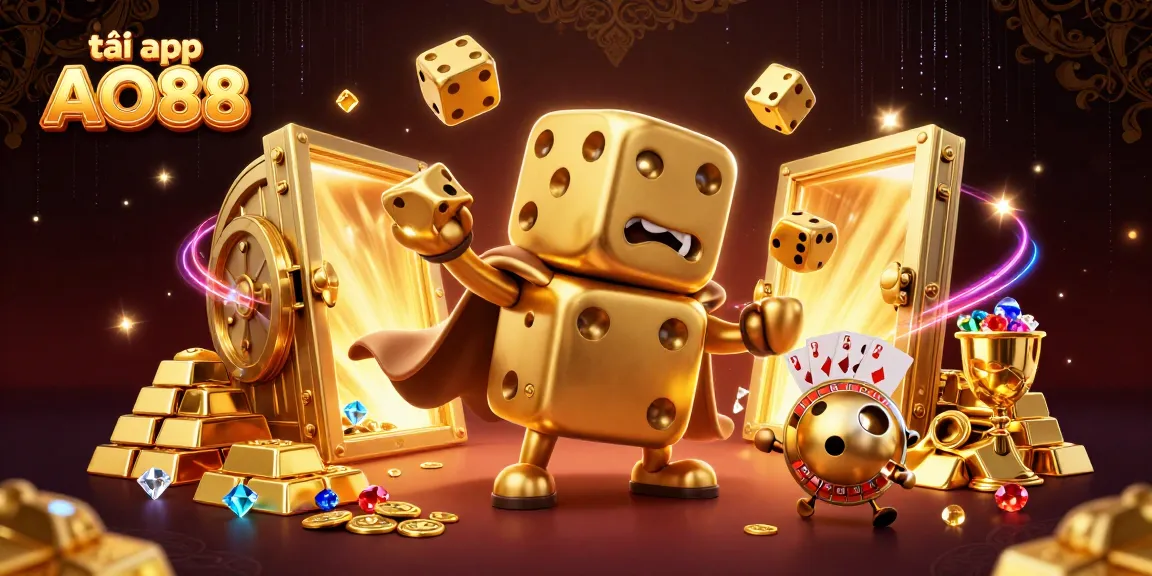 Experience excitement with the massive golden dice golem and treasures while tải app AO88 for gaming action.