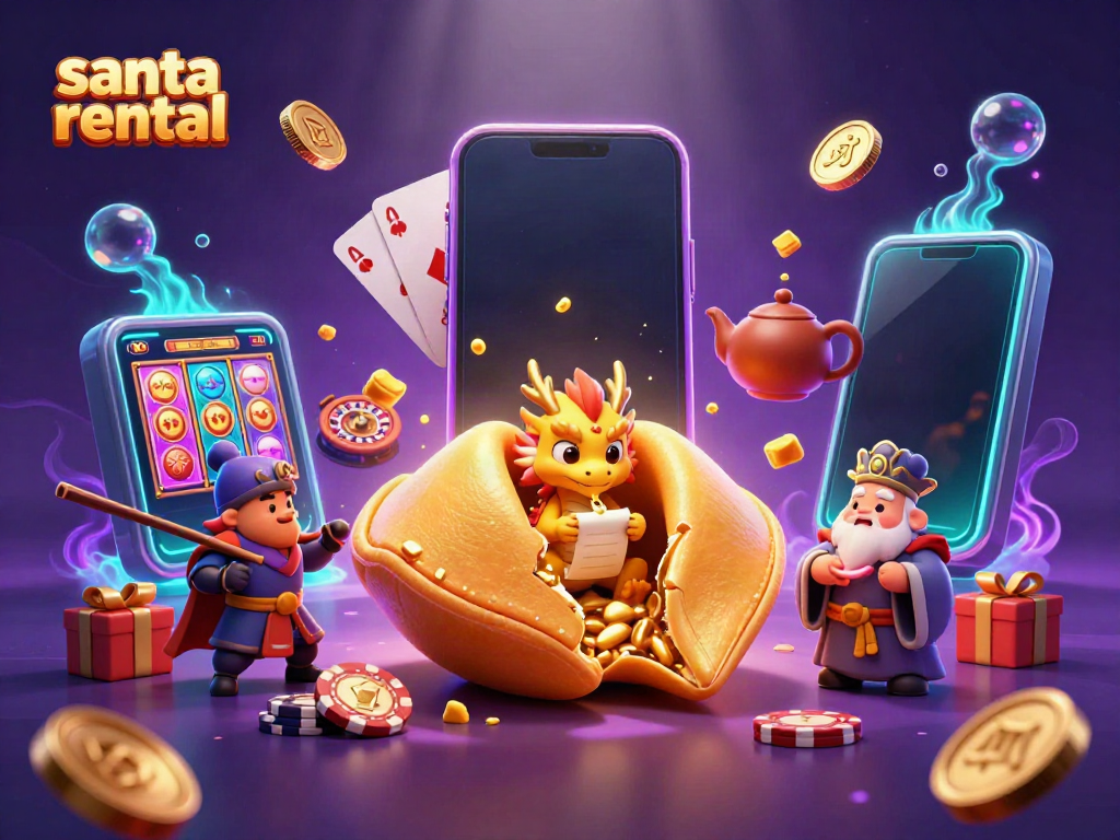Capture the magic of Santa rental with vibrant casino elements enhancing festive joy.