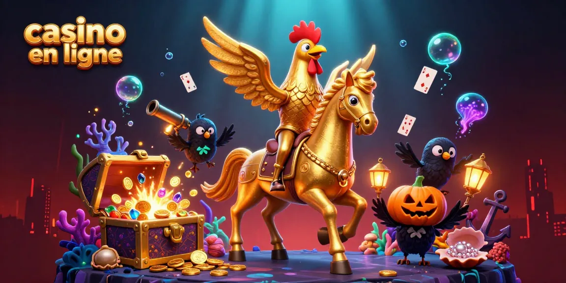 Gagnez au casino en ligne avec la chance du coq doré portant sa tête brillante.