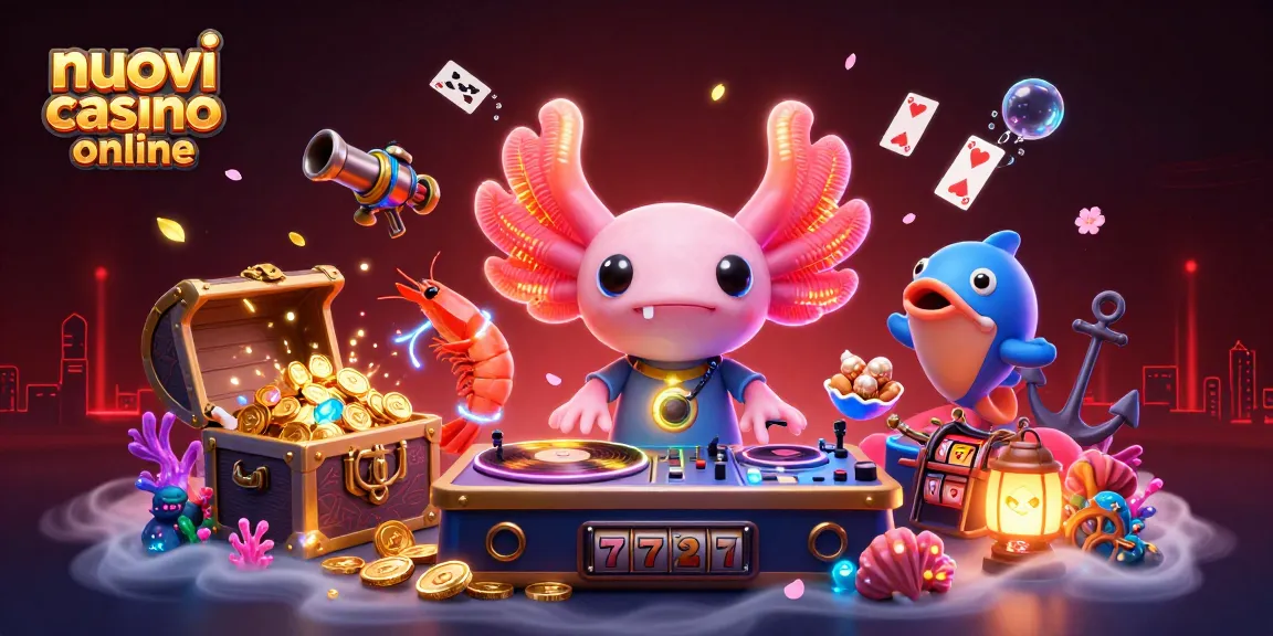 Scopri i nuovi casino online mentre un DJ axolotl anima la festa sottomarina con tesori e giochi.