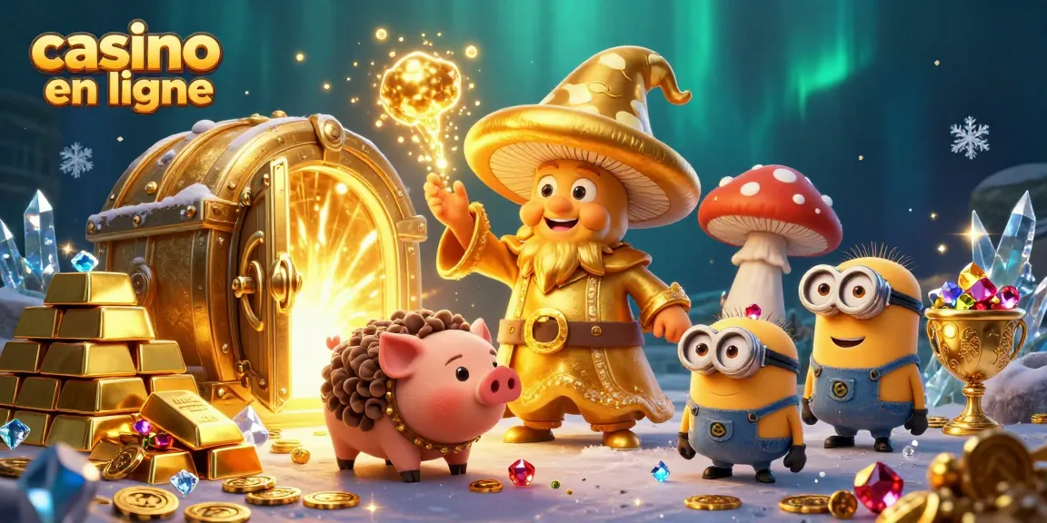 Découvrez le monde du casino en ligne avec cette scène magique où des personnages fantastiques transforment le tout en or.