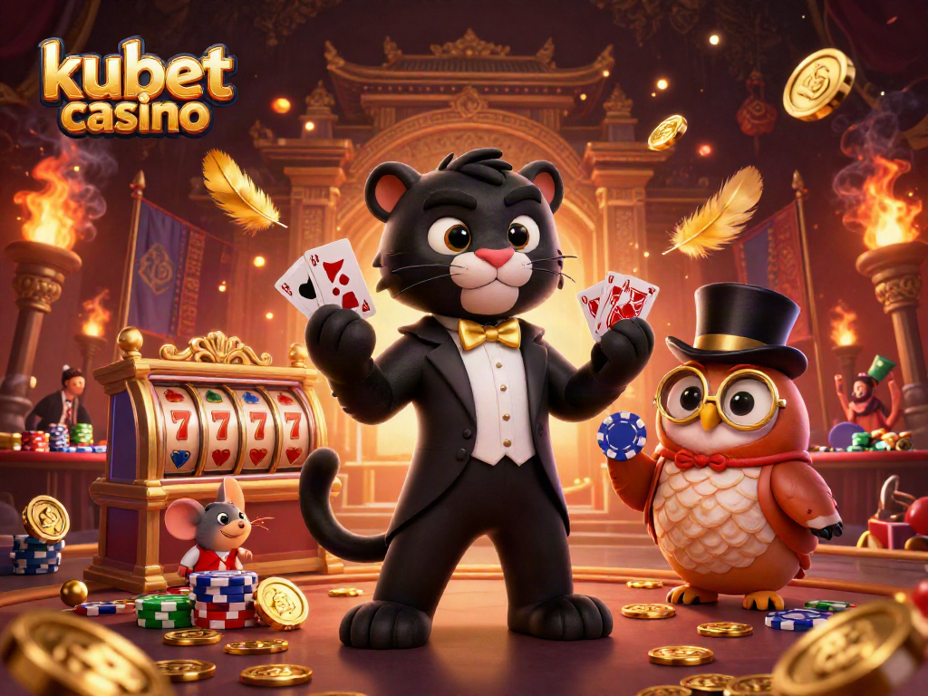 Engage at kubet casino with stylish panther, owl, and mouse in dynamic betting scene.