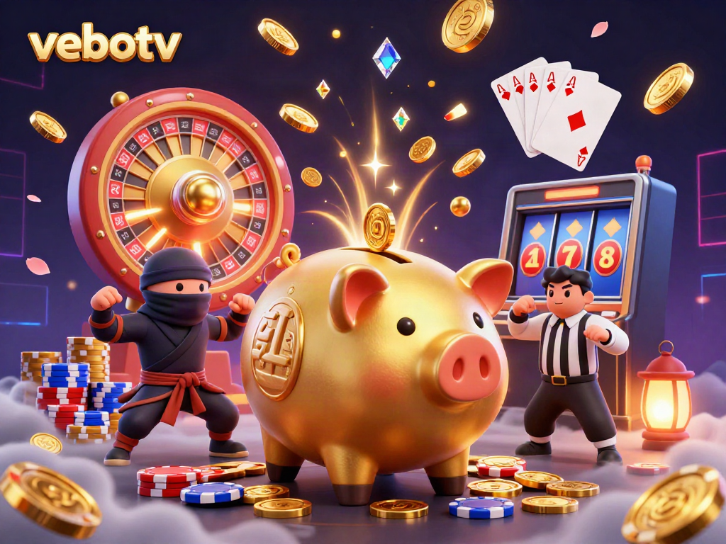Experience the thrilling vebotv gaming scene with action-packed characters and vibrant casino elements.