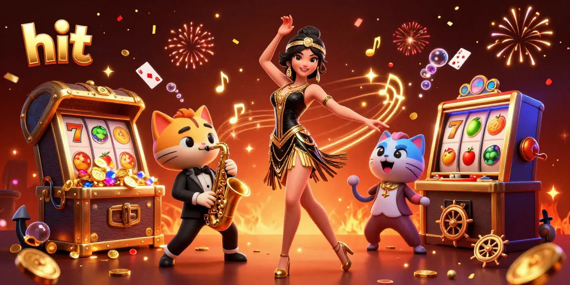 A stunning scene emphasizing the hit casino experience with vibrant slot machines and joyous characters celebrating wins.