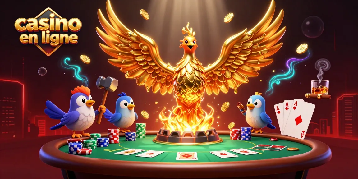 Jouer au casino en ligne avec des éléments dramatiques et un phénix doré qui symbolise la chance.