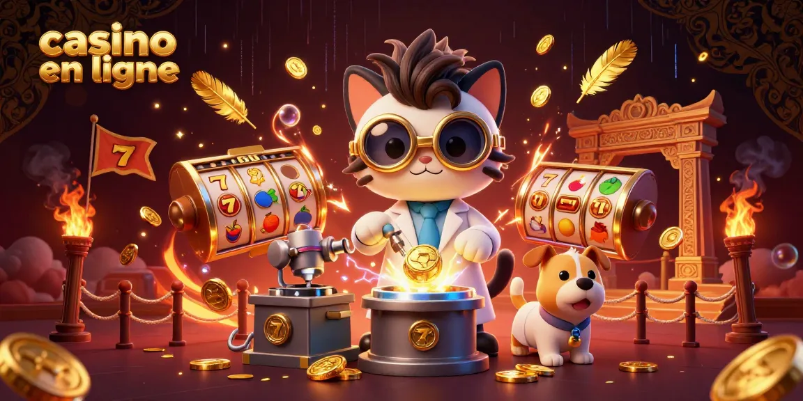 Jouer au casino en ligne avec des scènes colorées et des éléments de machines à sous.