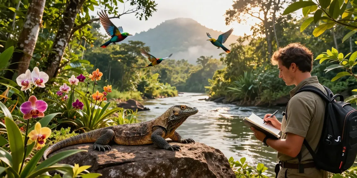 Discover biodiversity at ROKOK88 in Indonesia's vibrant rainforest, observing exotic fauna and flora amidst lush greenery.