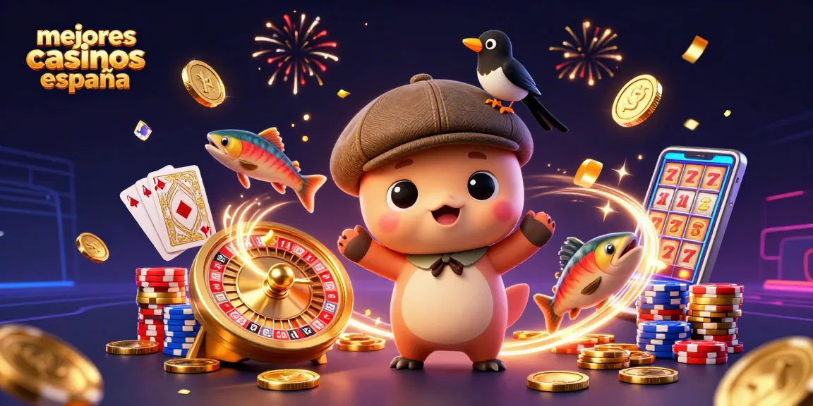 Imágenes de los mejores casinos España mostrando un cómic de Nessie con monedas doradas y efectos visuales