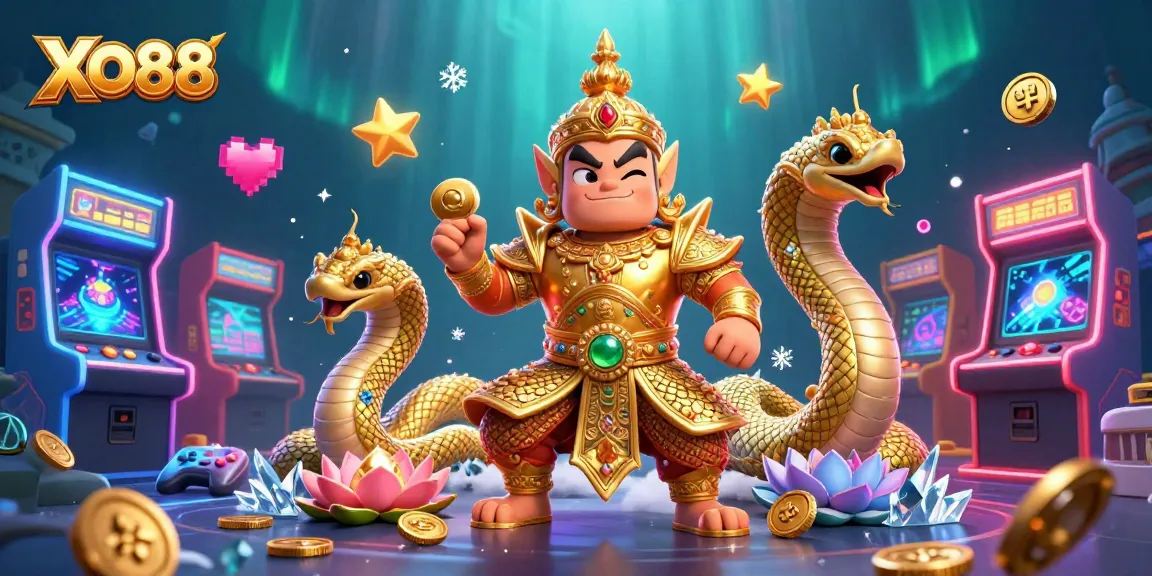 Engage with XO88's thrilling casino atmosphere featuring vibrant characters and game elements.
