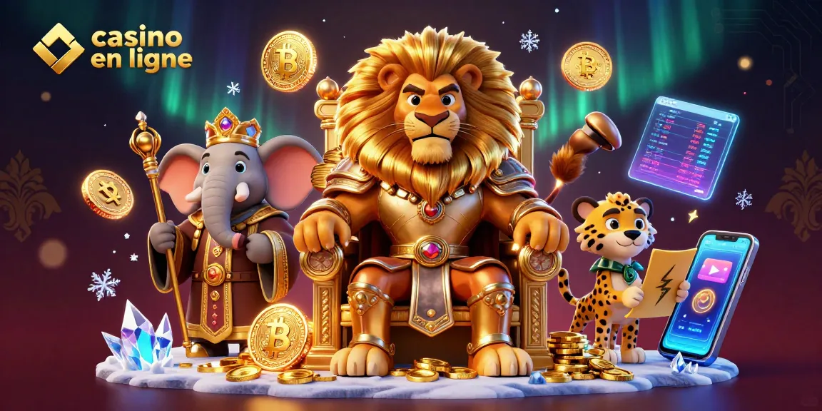 Participer à des jeux passionnants de casino en ligne avec des personnages de lion, éléphant et guépard.