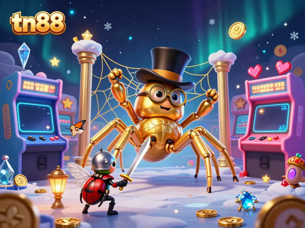 Engage in thrilling gameplay at tn88 with a vibrant, detailed casino scene featuring colorful elements.