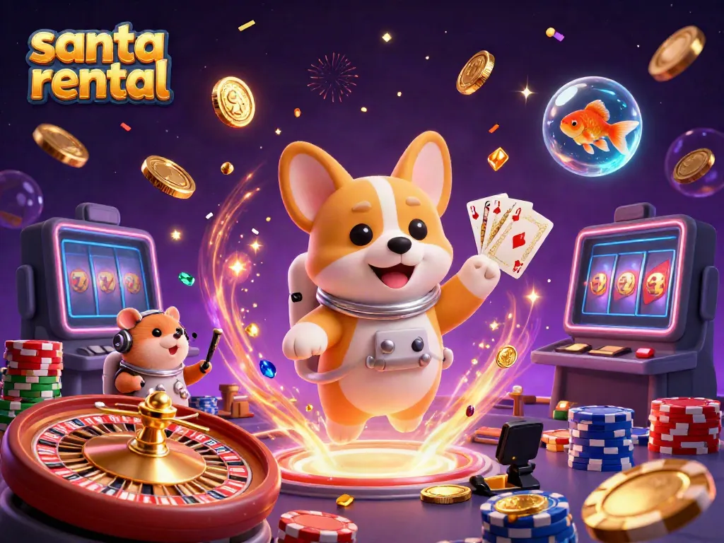 Experience the thrill of a santa rental in a vibrant casino scene filled with lively characters and dynamic action.