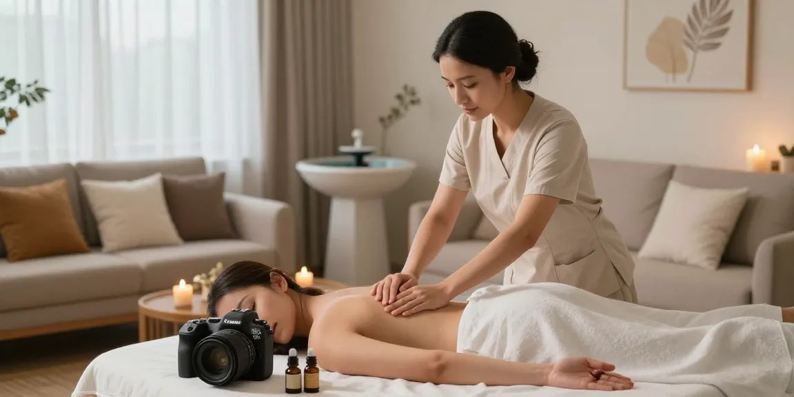 Relaxing 강동구출장안마 scene featuring a skilled therapist providing a soothing home massage therapy in a tranquil setting.