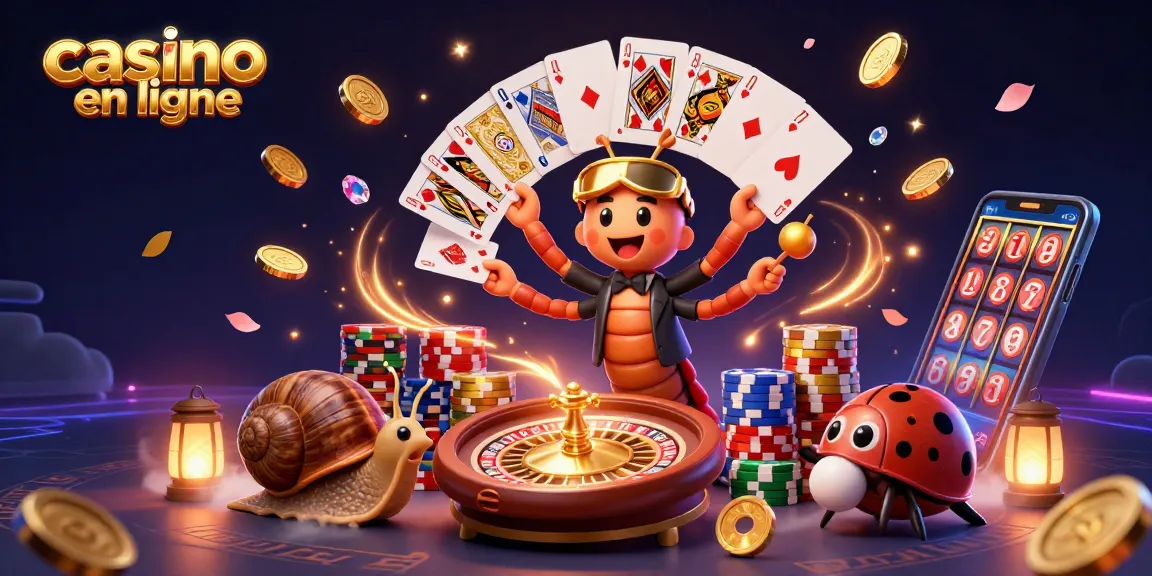 Un casino en ligne vibrant avec un croupier millipède et des pièces d'or animées