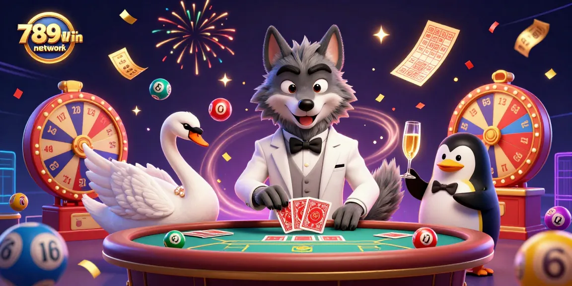 Join the luxury gaming scene with 789wincom network at the baccarat table, as win-themed elements abound.