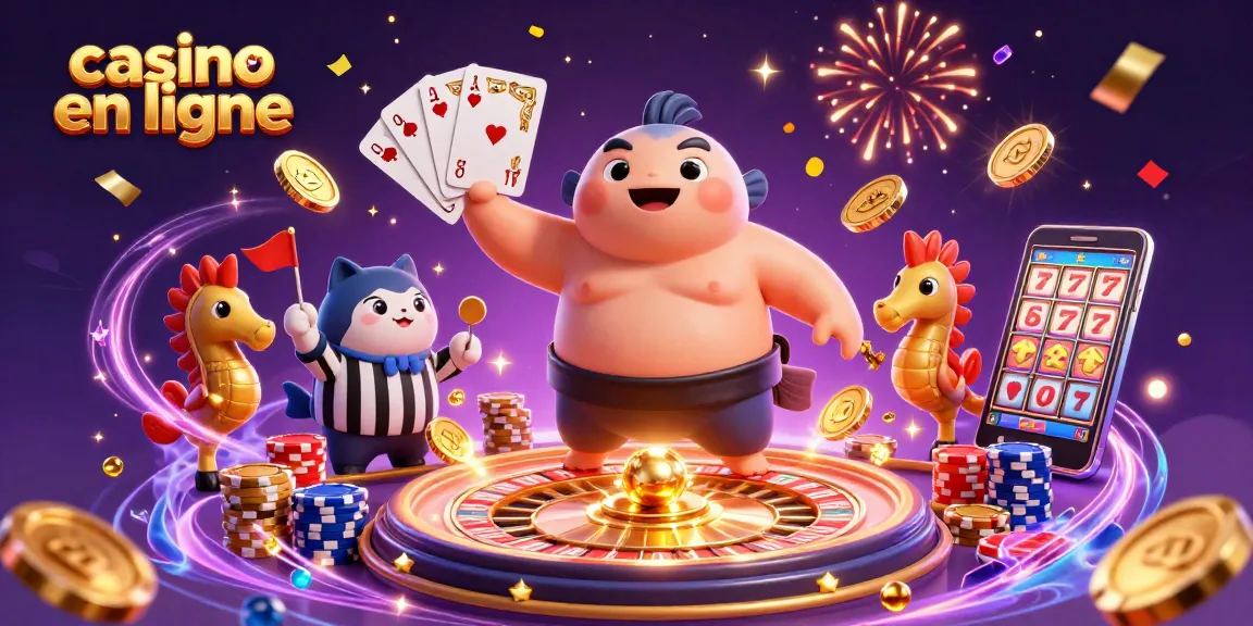 Illustration dynamique de casino en ligne avec un fugu et un juge poisson chat.