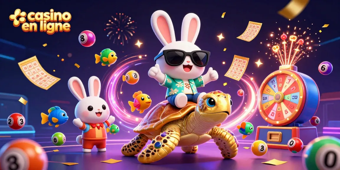 Les joueurs gagnent gros avec le casino en ligne en profitant d'une ambiance festive avec un lapin chanceux et une tortue dorée.